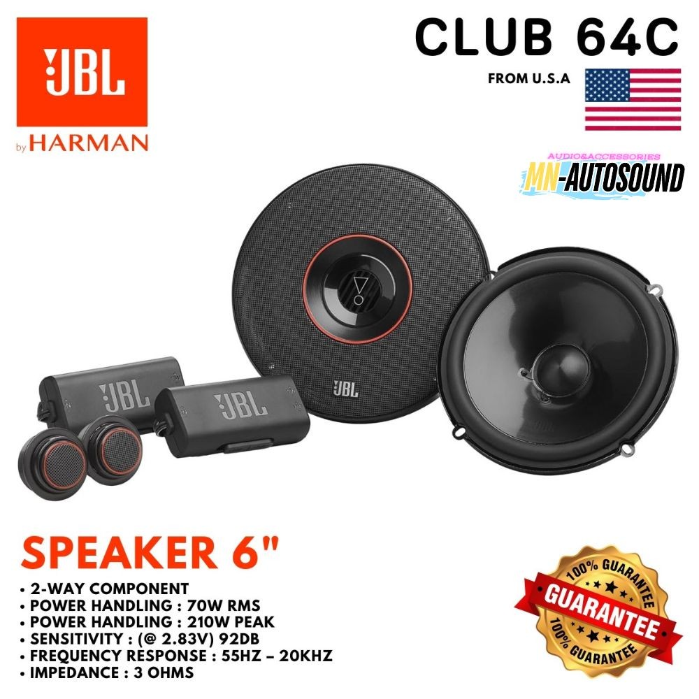 JBL CLUB 64C ลำโพงแยกชิ้น ลำโพงรถยนต์ 6.5 นิ้ว เสียงดี เบสแน่น ทวีตเตอร์ใส ของแท้ ราคาถูก