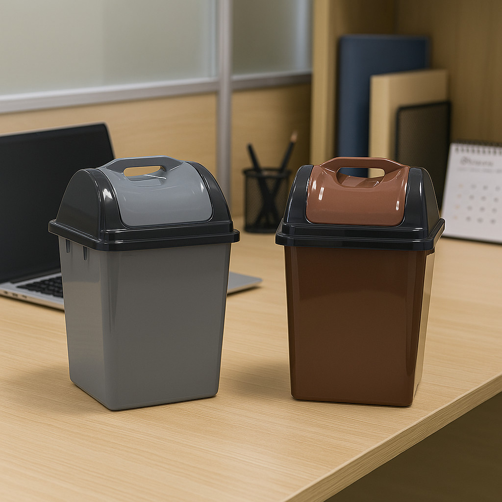 ถังขยะ มินิมอล 3.8 ลิตร (17x17x27 CM.) ฝาสวิง Greenware รุ่น GW-806