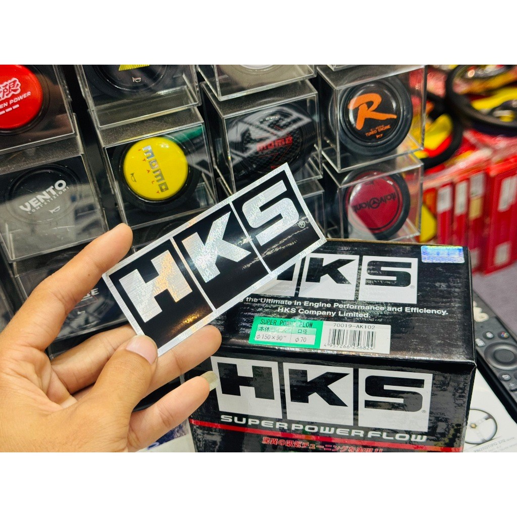 สติ๊กเกอร์ HKS LOGO Decorative Stickers W125 Silver-black color ของแท้ ติดอุปรณ์ ถายในรถ ข้างรถยนต์ 