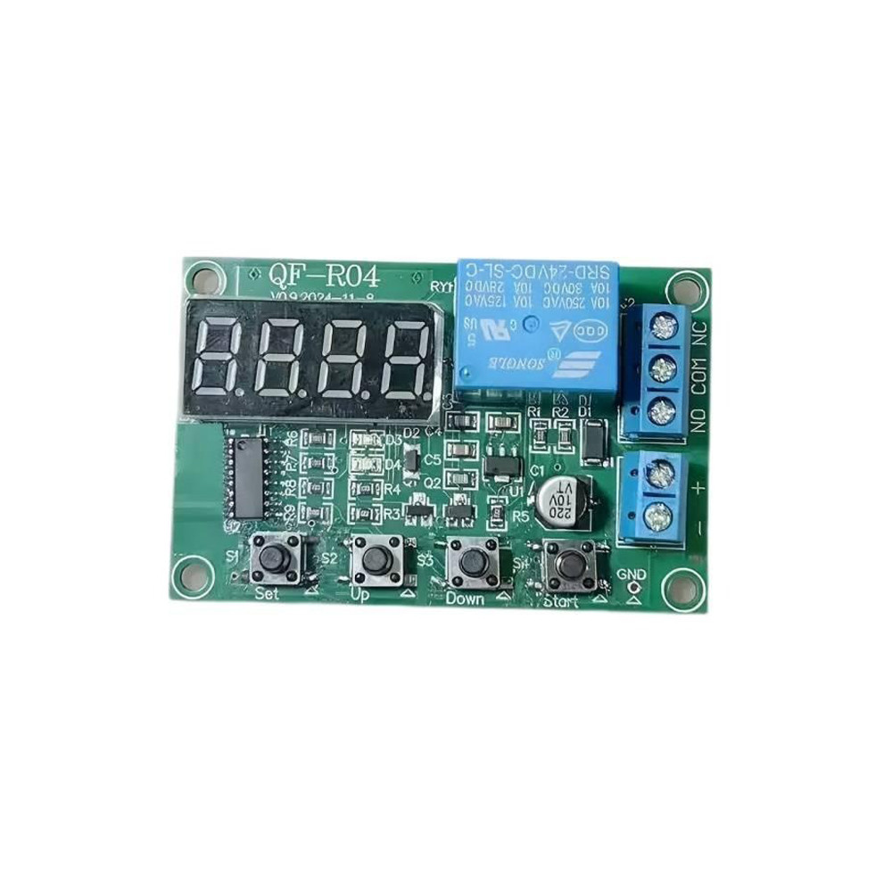 DC12V/24V 10A โมดูลรีเลย์วงจร MOS 4 จอแสดงผลดิจิตอลสีแดง LED Digital Time Delay Relay 0.1S-999.9S On