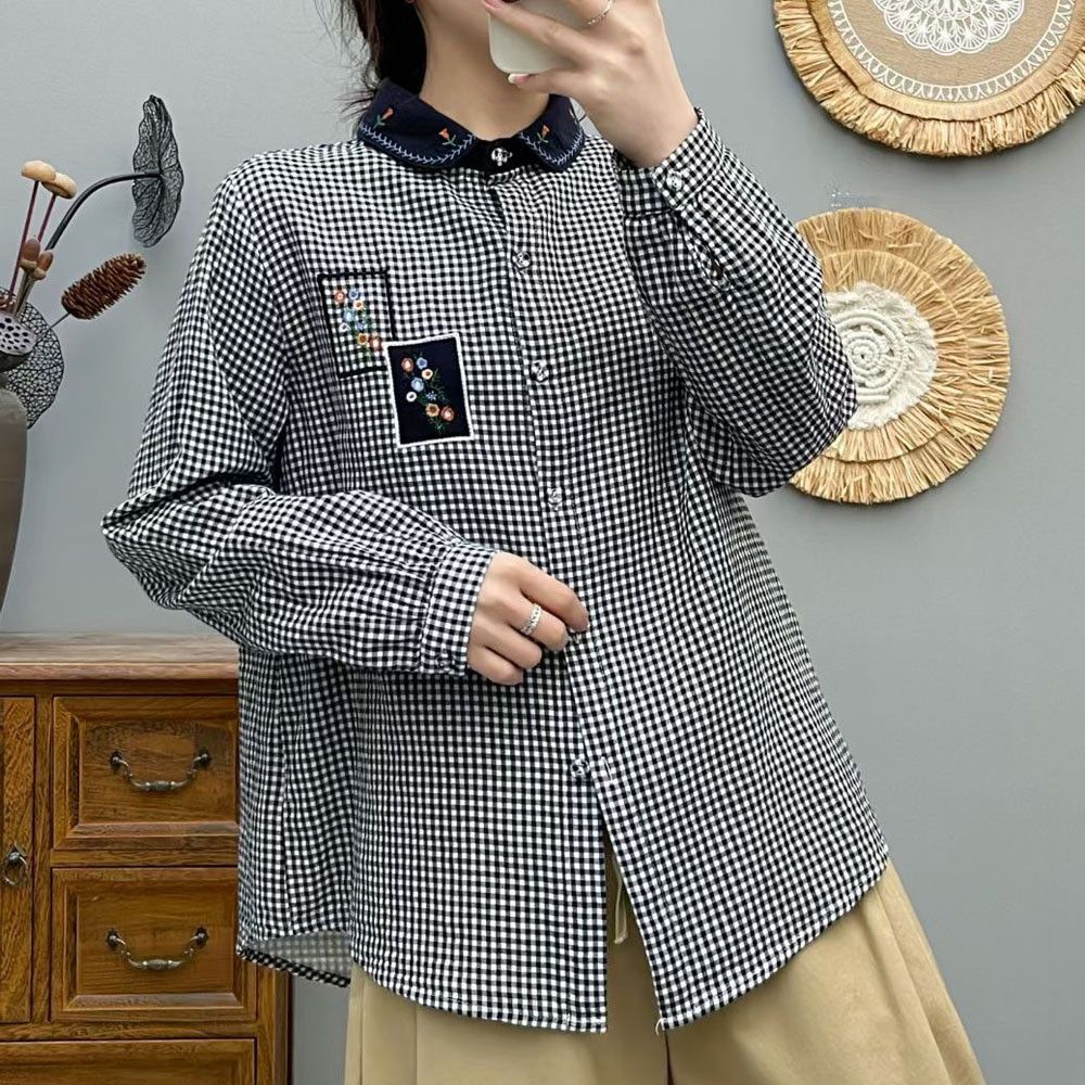 ที่มีคุณภาพสูงผู้หญิง100% เส้นด้ายฝ้ายเสื้อเสื้อย้อนยุควรรณกรรมสดพิมพ์นุ่มแขนสั้นฤดูร้อนใหม่เสื้อลําลอง