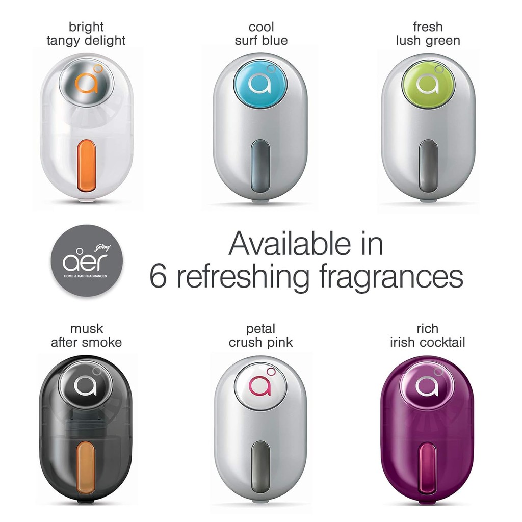 น้ำหอมปรับอากาศในรถ 10 มล Godrej aer click | Car Vent Air Freshener Kit - Long-Lasting 10g