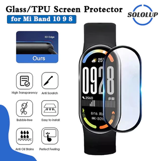 Anti Gores โค้งกระจกนิรภัย 3D / ฟิล์มนุ่ม TPU Hydrogel for Mi Band 10 9 8 NFC อุปกรณ์ป้องกันหน้าจอ for Xiaomi Mi Band 10