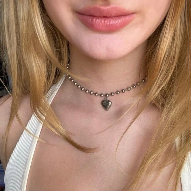 สร้อยคอจี้หัวใจ Y2K เรียบง่าย โช้คเกอร์ พร้อมส่ง