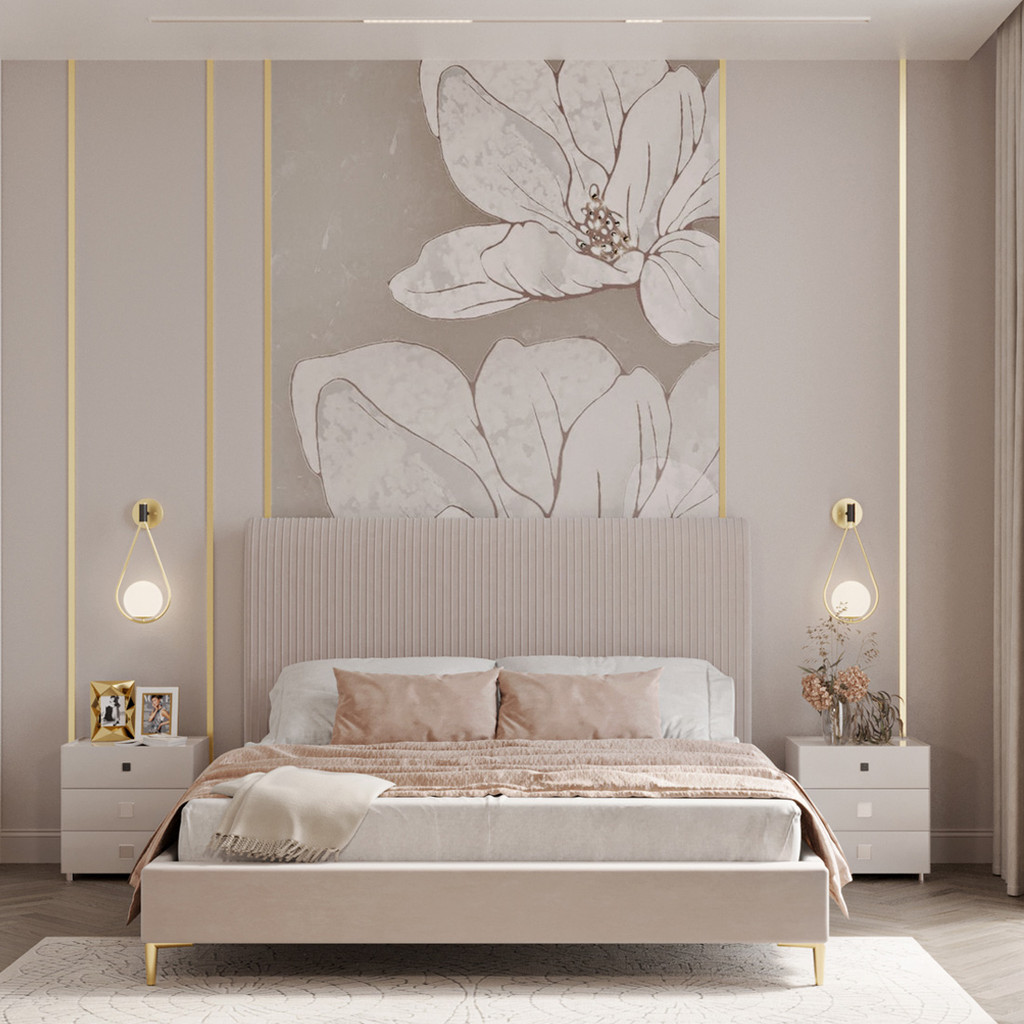 SB Design Square เตียง 5 ฟุต รุ่น GRACELYN ผ้าสีครีม (165x220x137 ซม.)  แบรนด์ SB CASA