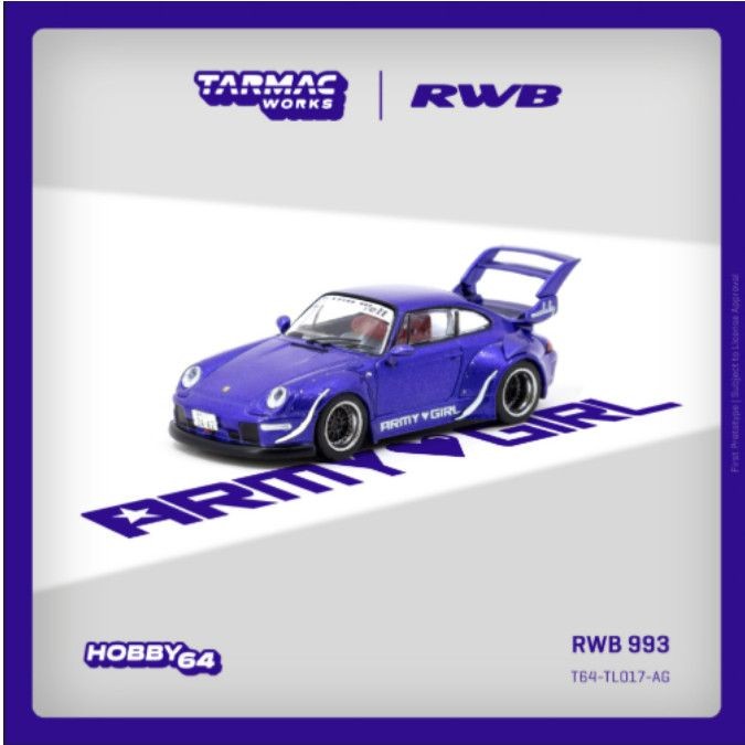TW 1: 64 RWB 993 สีม่วง RWB โมเดลรถอัลลอย