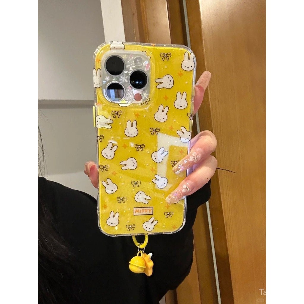 เคสโทรศัพท์เหมาะสําหรับiPhone 7 8 X XS XR XSMAX 11 12 13 14 15 16 Pro max Plusสีเหลืองเต็มหน้าจอMiffyกระต่ายรวมทุกอย่างนุ่มShock-Resistant Shock-Resistantป้องกันกรณีShell IYXP