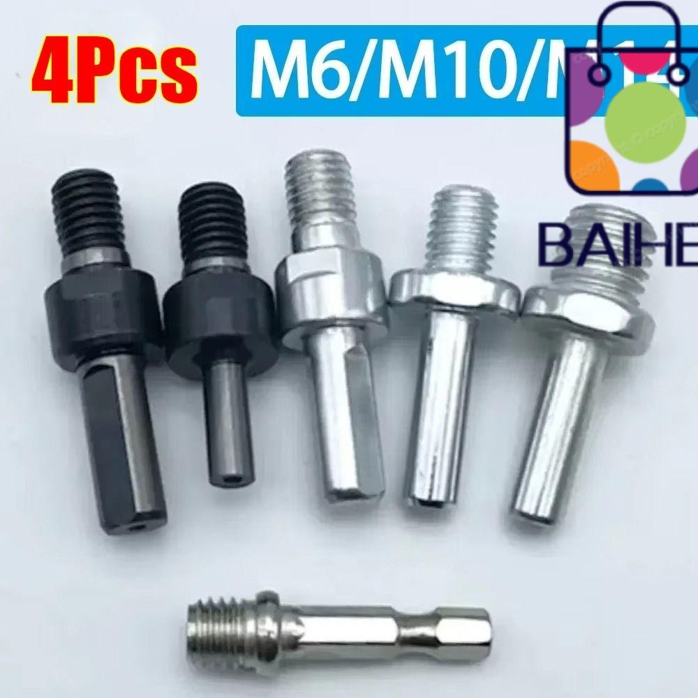 BAIHEE 4 ชิ้น Conversion Lever, Hex Shank มือสว่านไฟฟ้าขัด Conversion Rod, M6 M8 M10 M14 เครื่องมืออุปกรณ์เสริมล้อขัดเครื่องบดมุมอะแดปเตอร์ Rod