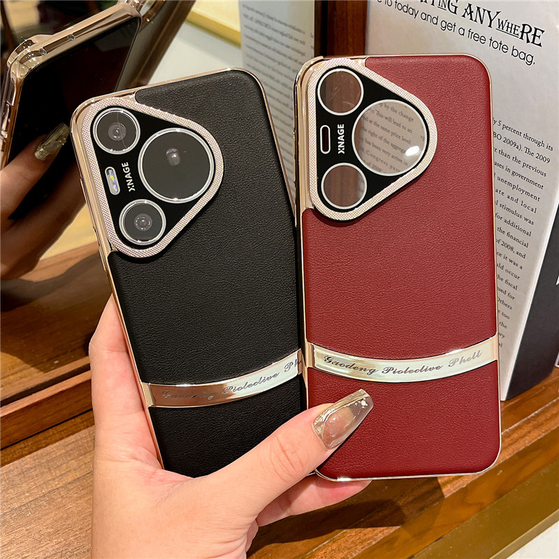 เคสโทรศัพท์หนังด้านสําหรับHUAWEI Pura 80 70 Pro P80 P70 กรอบโลหะเคสป้องกันการตกพร้อมฟิล์มเลนส์ความละเอียดสูงฝาครอบป้องกัน