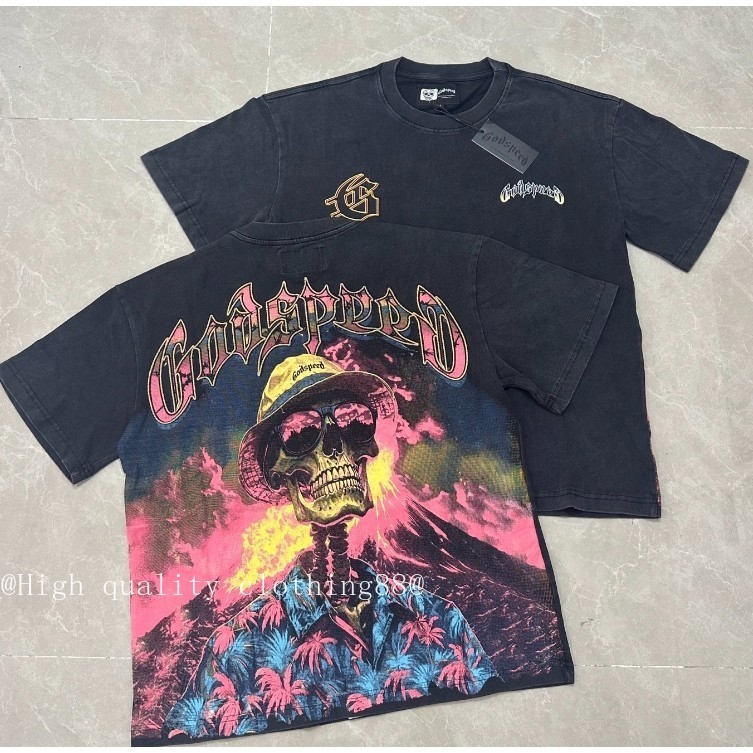 คุณภาพสูง สไตล์ใหม่ 6141#百搭休闲纯棉宽松印花圆领可水洗短袖T恤