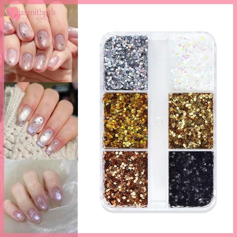 RENBG 1 มม. ประกายดาว Glitter Pentagram ตกแต่งเล็บ น่ารัก อุปกรณ์เสริม DIY ออกแบบร้านทําเล็บ