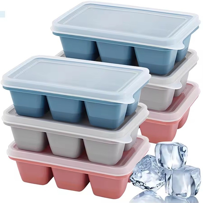 1/3/5 ชิ้นถาดน้ําแข็งซิลิโคนแบบใช้ซ้ําได้ - แม่พิมพ์ทําน้ําแข็งวางซ้อนกันได้ในครัวเรือนสําหรับค็อกเทลที่ปัด