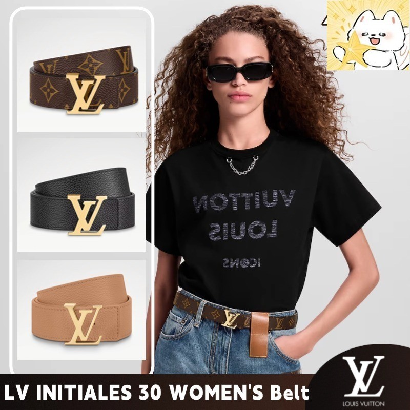 Louis Vuitton LV INITIALES 30mm Reversible Belt เข็มขัดผู้หญิง Lv Belt