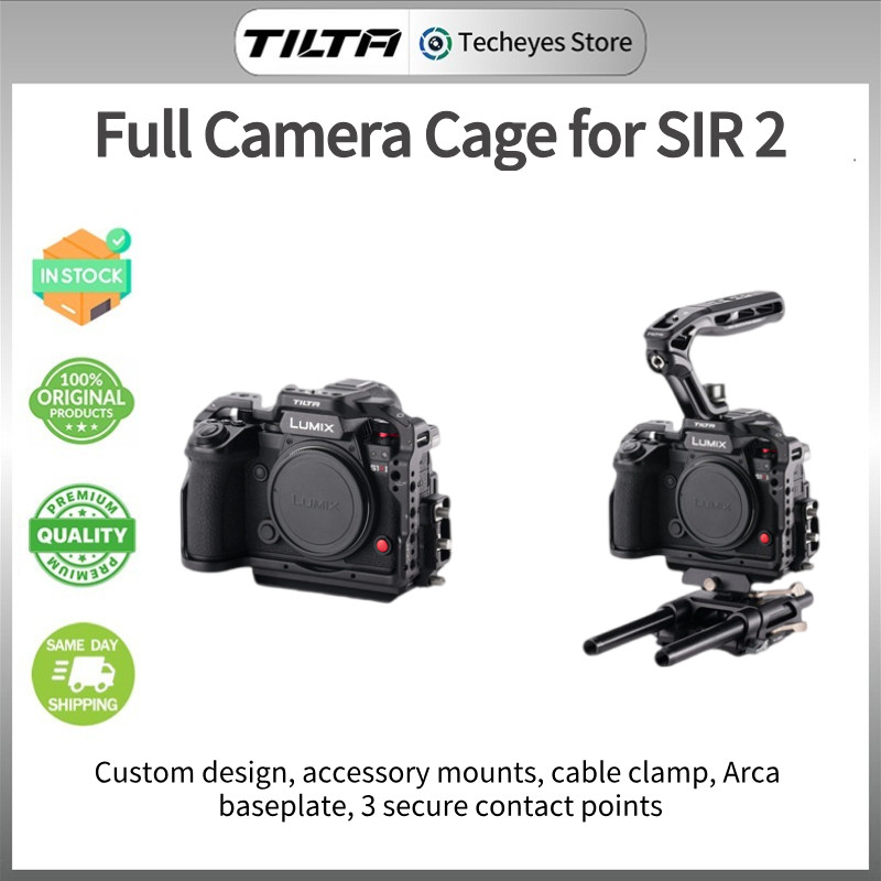 Tilta Full Camera Cage สําหรับ Panasonic S1R II/S5 IIX/G9 II พร้อมแคลมป์สาย USB-C, เกลียว 1/4′-20