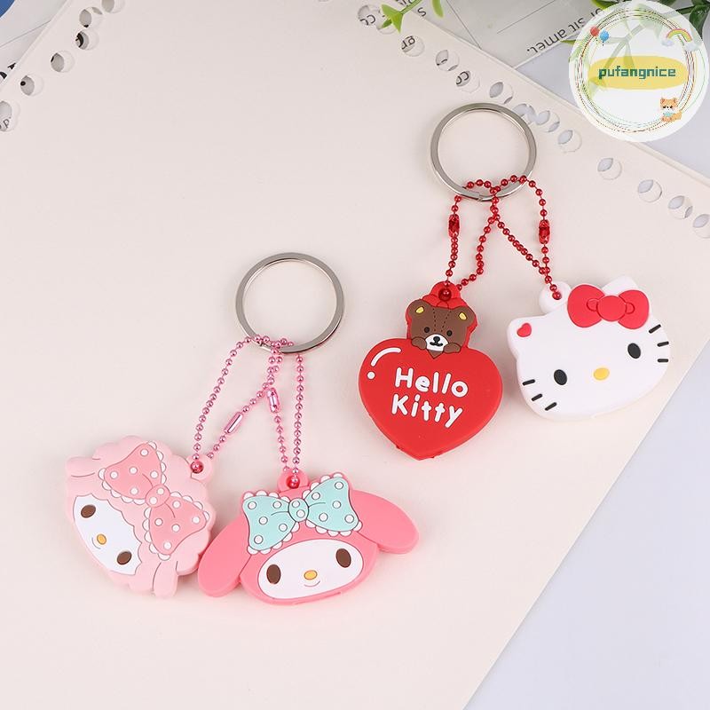 Pufangnice Sanrio Key หมวกป้องกันชุด Kawaii My Melody Hello Kitty การ์ตูน PVC Key Cover พวงกุญแจแบบพกพาผู้ถือ TH