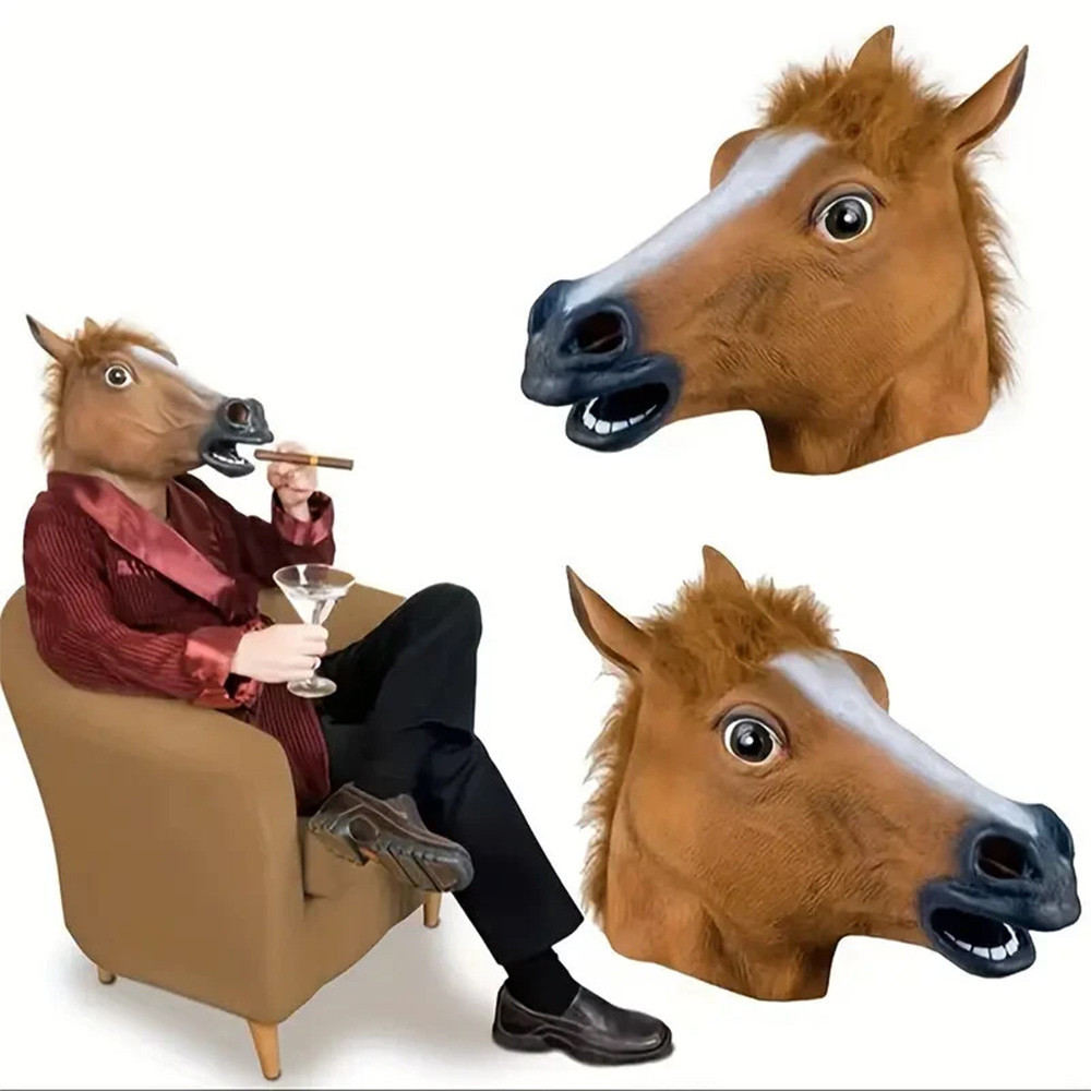 Latex Full Horse Head Mask Masquerade Funny- Halloween & Cosplay