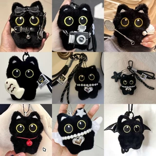 Black Cat Series พวงกุญแจ Creative Soft Plush พวงกุญแจ Merry Christmas ตกแต่งของขวัญ