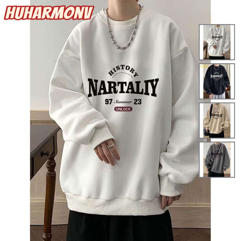 Ocshean เสื้อสเวตเตอร์คอกลมทรงหลวมสำหรับทั้งผู้ชายและผู้หญิง