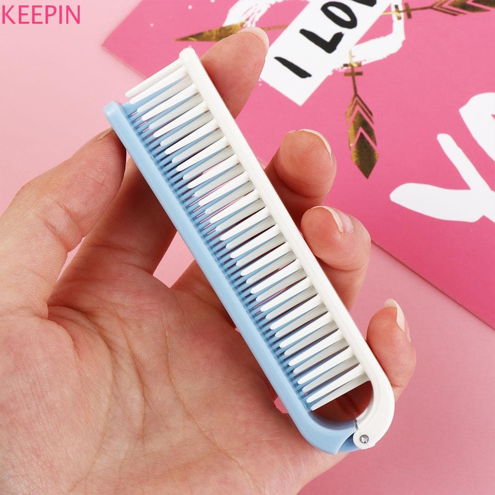 Keepin 2 in 1 หวีพับ, ดูแลเส้นผมนวด Travel Hair Brush, ใช้งานง่ายแบบพกพา Anti-static Hair Clean หวีพับได้ Travel
