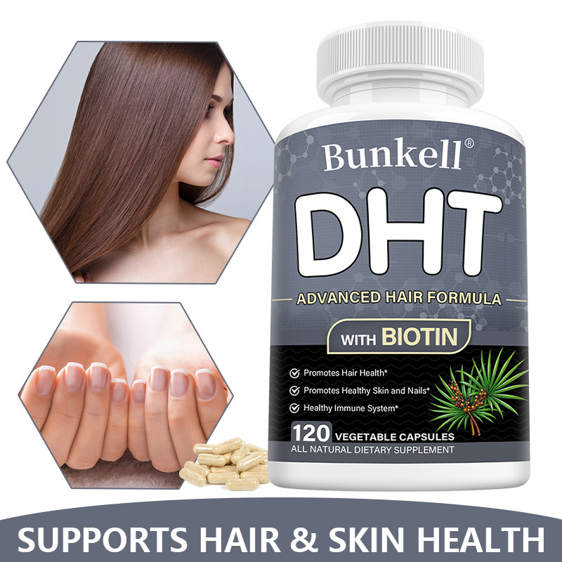 Bunkel DHT Blocker สําหรับผู้ชายและผู้หญิง - พร้อม Biotin - สําหรับ Stronger, Fuller Hair และ Radian