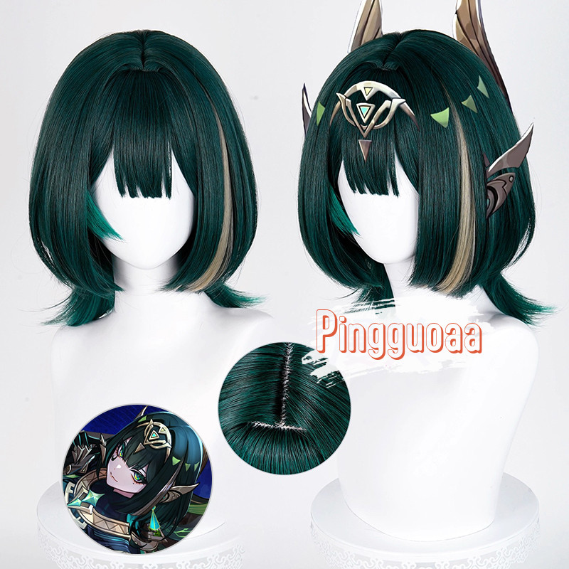 【Manmei】Genshin Impact Nefer Cosplay Wig 36cm Long Heat-Resistant Synthetic Hair