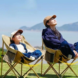 BREWZY ผ้าคลุมเก้าอี้แคมป์ปิ้ง, ผ้ากันลื่นเก้าอี้ดวงจันทร์เปลี่ยนผ้า, แบบพกพาหนาระบายอากาศเบาะเก้าอี้ชายหาดสําหรับตกปลากลางแจ้ง Backyard