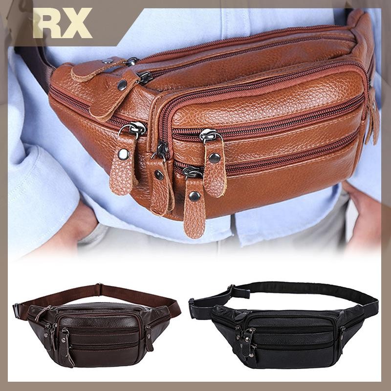 Null ความจุขนาดใหญ่กันน้ําแท้หนังผู้ชายเอวกระเป๋า Cowhide ซิปเว็บไซต์คนงานกระเป๋าเดินทางโทรศัพท์ null