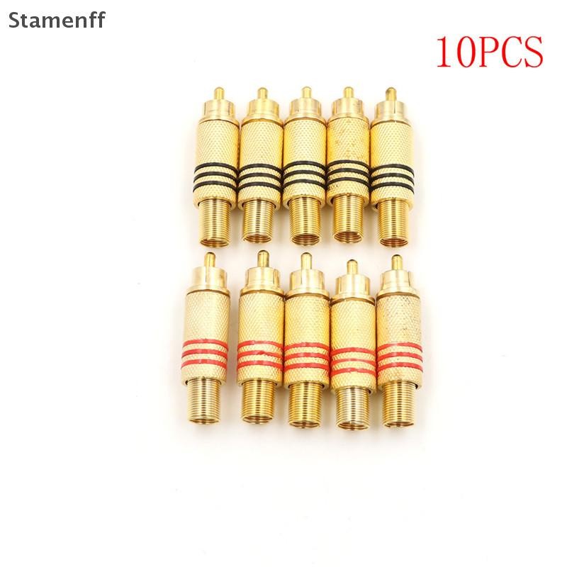 Null 10 ชิ้น RCA Connector ชายแจ็คปลั๊กเสียง Vedio เชื่อมทองสีแดงสีดํา null