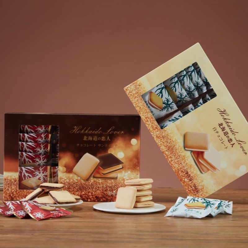 Hokkaido Lovers Sandwich Cookies Crisp Biscuits White Chocolate Cocoa Butter Sandwich 0g แพคเกจขนาดเ