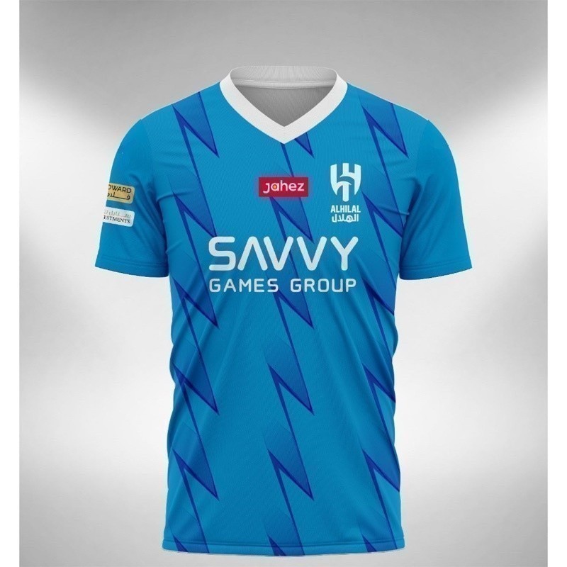 2025 แฟชั่น Al Hilal Jersey Home Fullprinting เสื้อยืด / เจอร์ซีย์ชุดไมโครไฟเบอร์ / เสื้อยืด Jersey