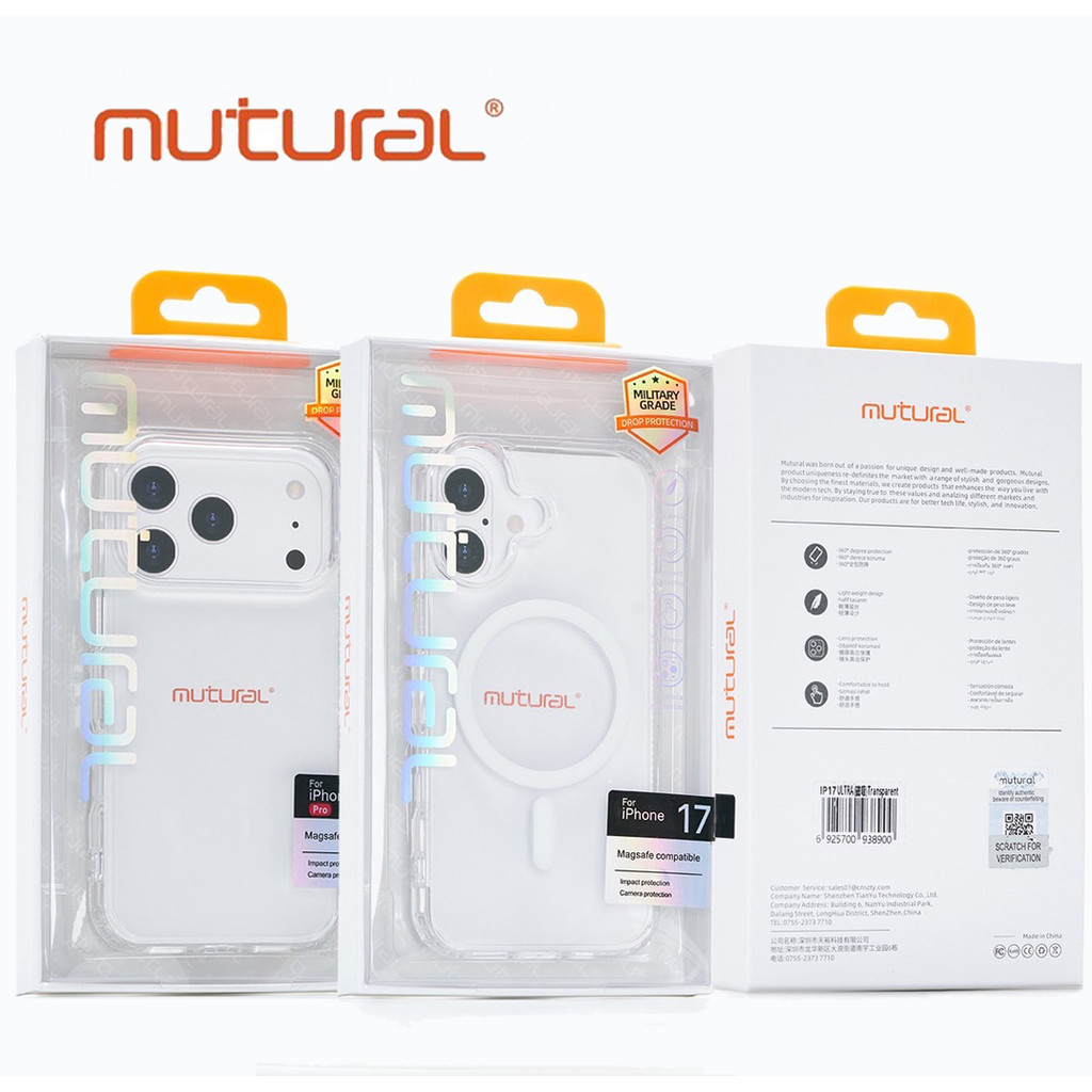 ส่งด่วน กทม เคส สำหรับ iPhone 17 - 17Pro - 17Air - 17Promax  เคส ชาร์จได้ For ไอโฟน 16/15/14/13/12/11 งานแท้ Mutural 047