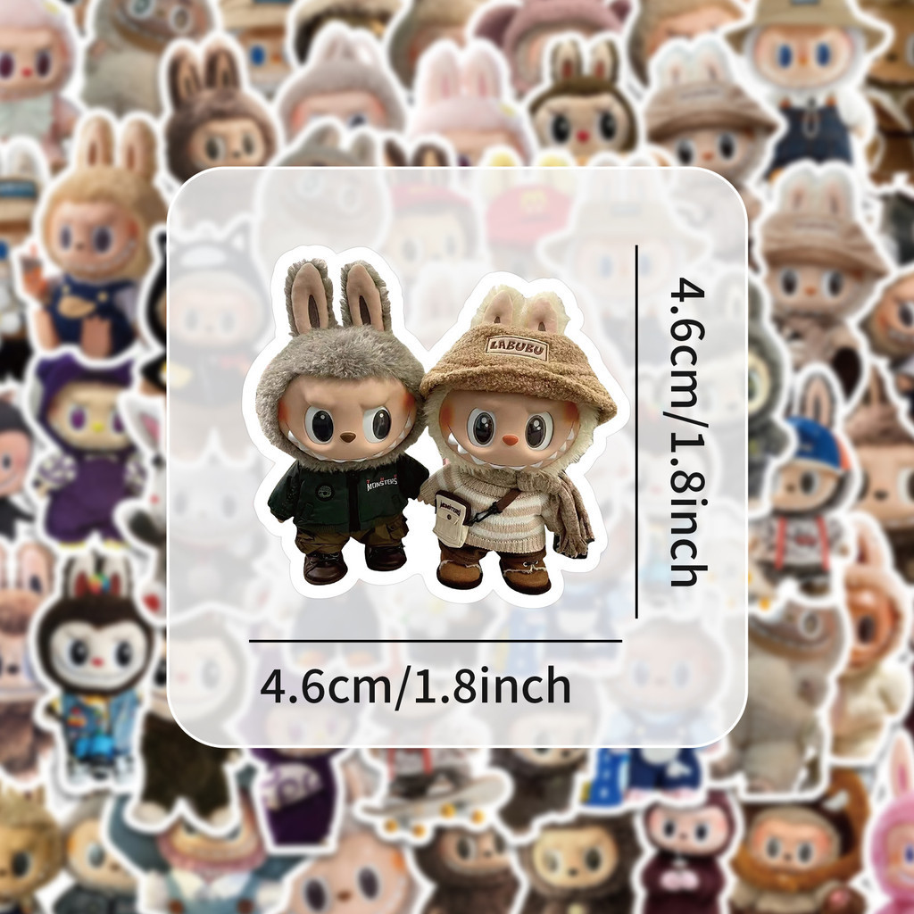 พร้อมส่ง New Labubu POPMART sticker สติกเกอร์ กันน้ำรูปแบบที่แตกต่างกัน 60ชิ้น