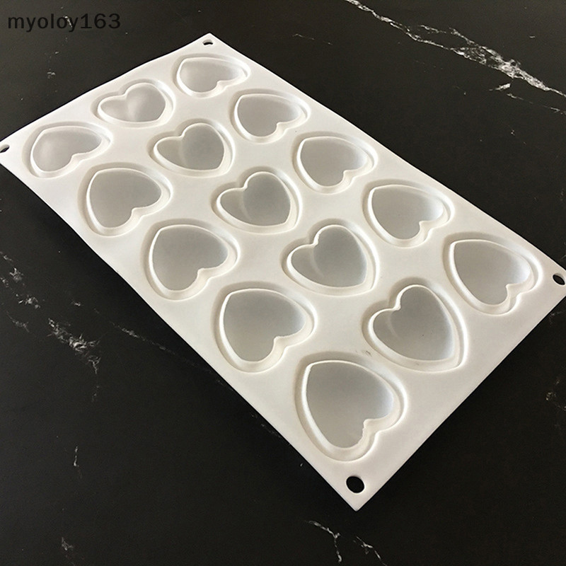 Myoloy 1 PC 15-Cavity แม่พิมพ์เค้กซิลิโคน Mini โรแมนติกหัวใจแม่พิมพ์ Diy เครื่องมืออบ TH