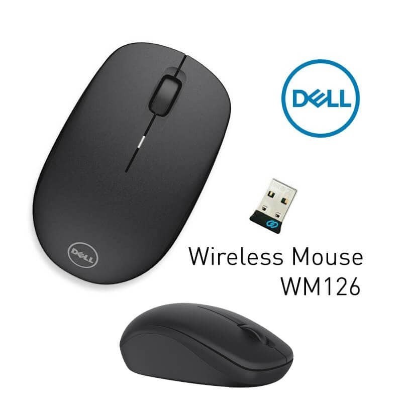 เม้าส์ Dell WM126 Optical Wireless Mouse เม้าส์ไร้สาย Kit - Dell Optical Wireless Mouse - Black