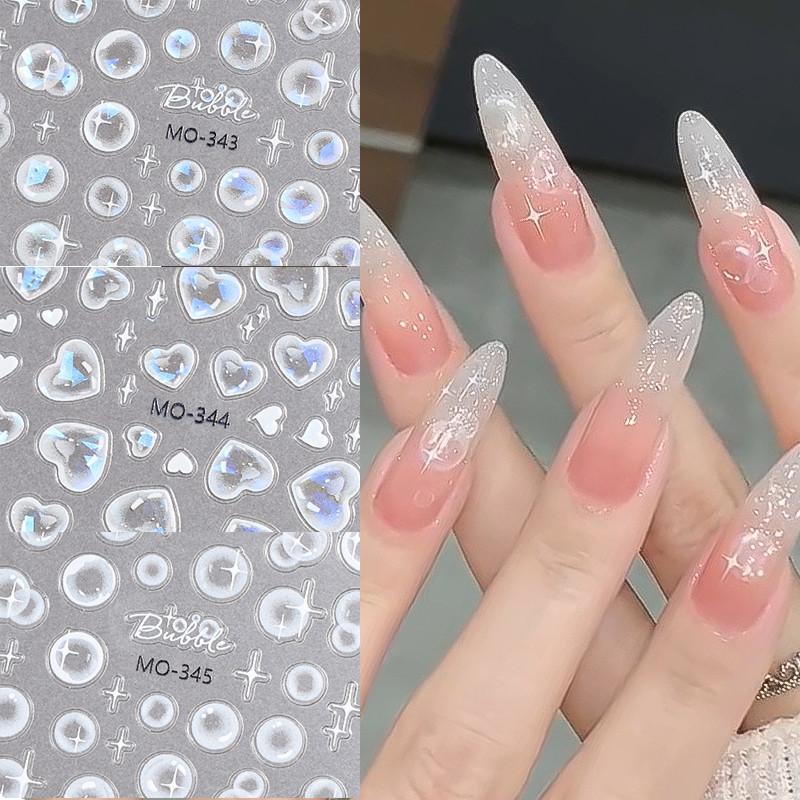 Born PRETTY Nail Art สติกเกอร์โปร่งใสฟองน่ารักน่ารักเล็บ Decals Self กาวนูนเล็บ Slider