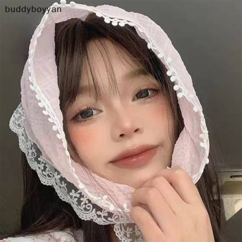 Bbth เกาหลี Ins ลูกไม้ผ้าพันคอผมผู้หญิงสามเหลี่ยมสายรัดผมกระเป๋า Headscarf หมวก Travel Photo Kerchief อุปกรณ์เสริม Vary