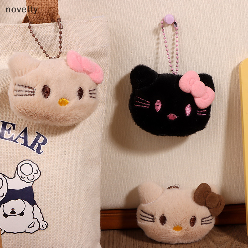 Nly Kawaii Squeak Bowknot Hello Kitty จี้ตุ๊กตาการ์ตูน Sanrio Cat ตุ๊กตาตุ๊กตาพวงกุญแจรถกระเป๋าเป้สะพายหลังกระเป๋าตกแต่งของขวัญ N