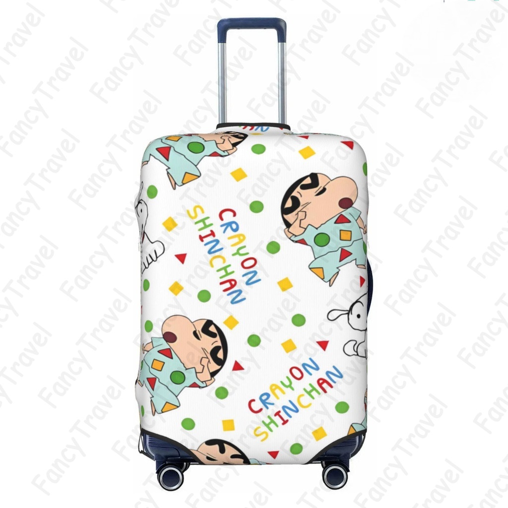 Fancytravel Crayon Shin-chan ผ้าคลุมกระเป๋าเดินทาง กระเป๋าเดินทาง ผ้ายึดได้เยอะ กันฝุ่น กันรอย สวมใส่ได้ ข้น 18/20/22/24/26/28/32นิ้ว