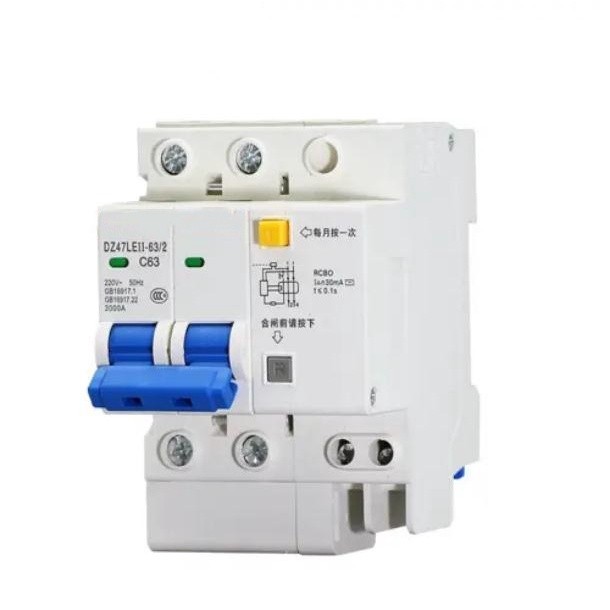 ✪DZ47LE-63 Household Air Switch Miniature Circuit Breaker 2P Switch With Leakage Protector Three-pha