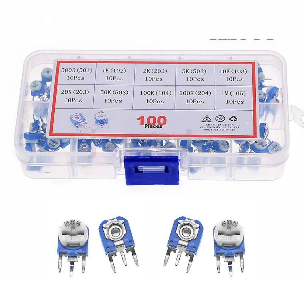 100pcs RM063 Trimmer Potentiometerปรับ Resistor Kit 500R 1K 2K 5K 10K 20K 50K 100K 200K 1M Potentiom