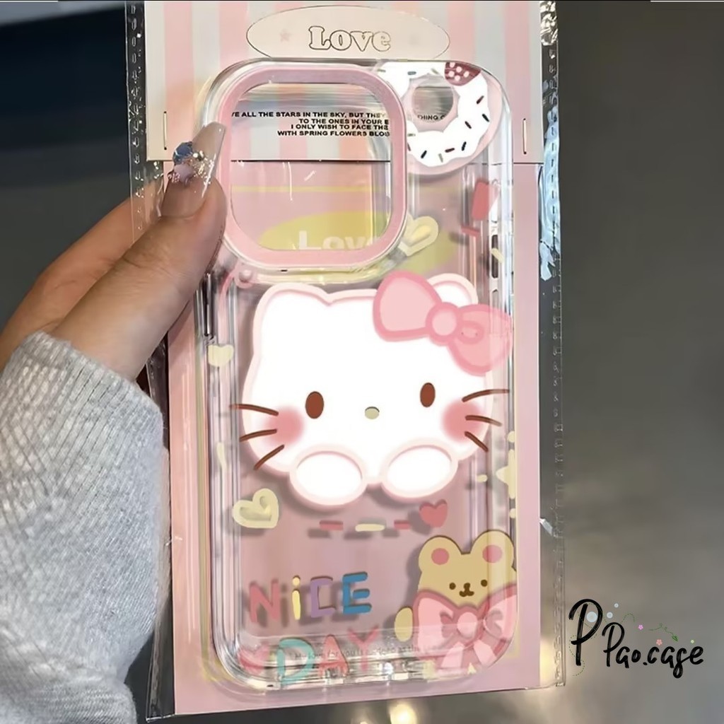 น่ารักสวัสดีคิตตี้วันดีโบว์โดนัทเคสเข้ากันได้กับ IPhone 8Plus 13 11 XR 14 7Plus 15 Pro Max XS Max 15 Plus X 14 7
