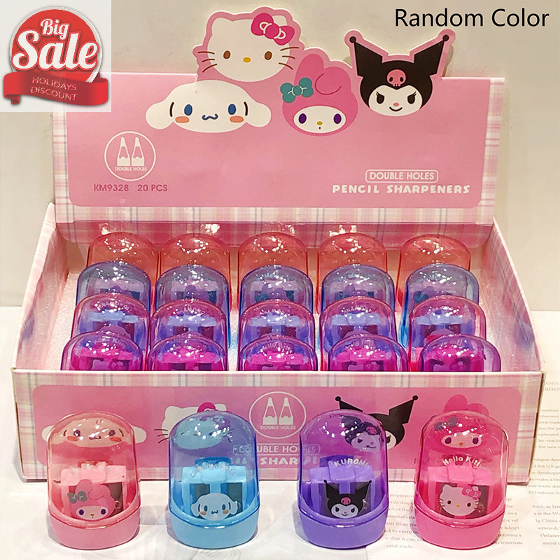 Af Kawaii Sanrio กบเหลาดินสอ Hello Kitty Kuromi Cinnamoroll นักเรียน Double Hole กบเหลาดินสอเครื่องเขียนอุปกรณ์การเรียน A