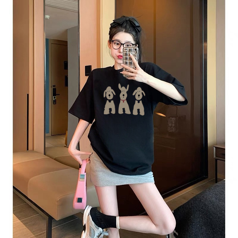 (จัดส่งตลอด 24 ชั่วโมง）Angle Official ((พร้อมส่ง) เสื้อยืดแขนสั้น พิมพ์ลายดอกเดซี่ ทรงหลวม แฟชั่นฤดูร้อน（10）