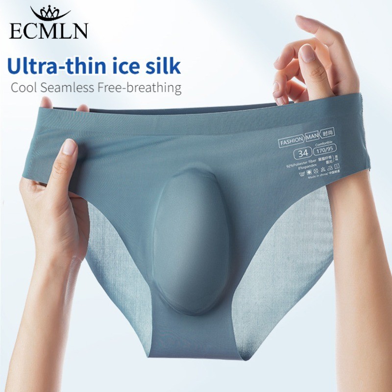 Ecmln กางเกงในชายผ้าไหมน้ําแข็งกางเกงไม่มีรอยต่อผู้ชายชิ้นเดียวบางเฉียบเย็น