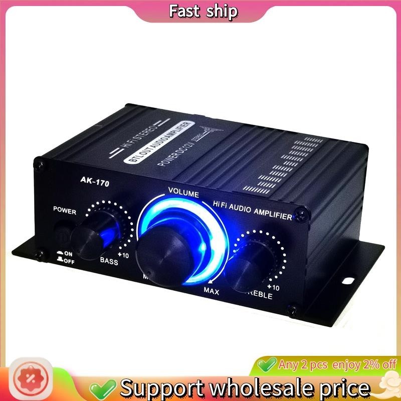 จัดส่งรวดเร็ว-เครื่องขยายเสียงสเตอริโอขนาดเล็ก Dc12V เครื่องเล่นเสียง Hi-Fi สองช่องรองรับอินพุต Dvd 