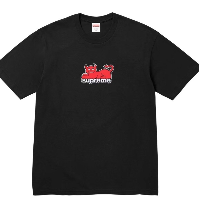 เสื้อยืดสําหรับผู้ชายคอกลมแขนสั้นอิ่มตัว พิมพ์ลายแมวปีศาจน้อยน่ารัก