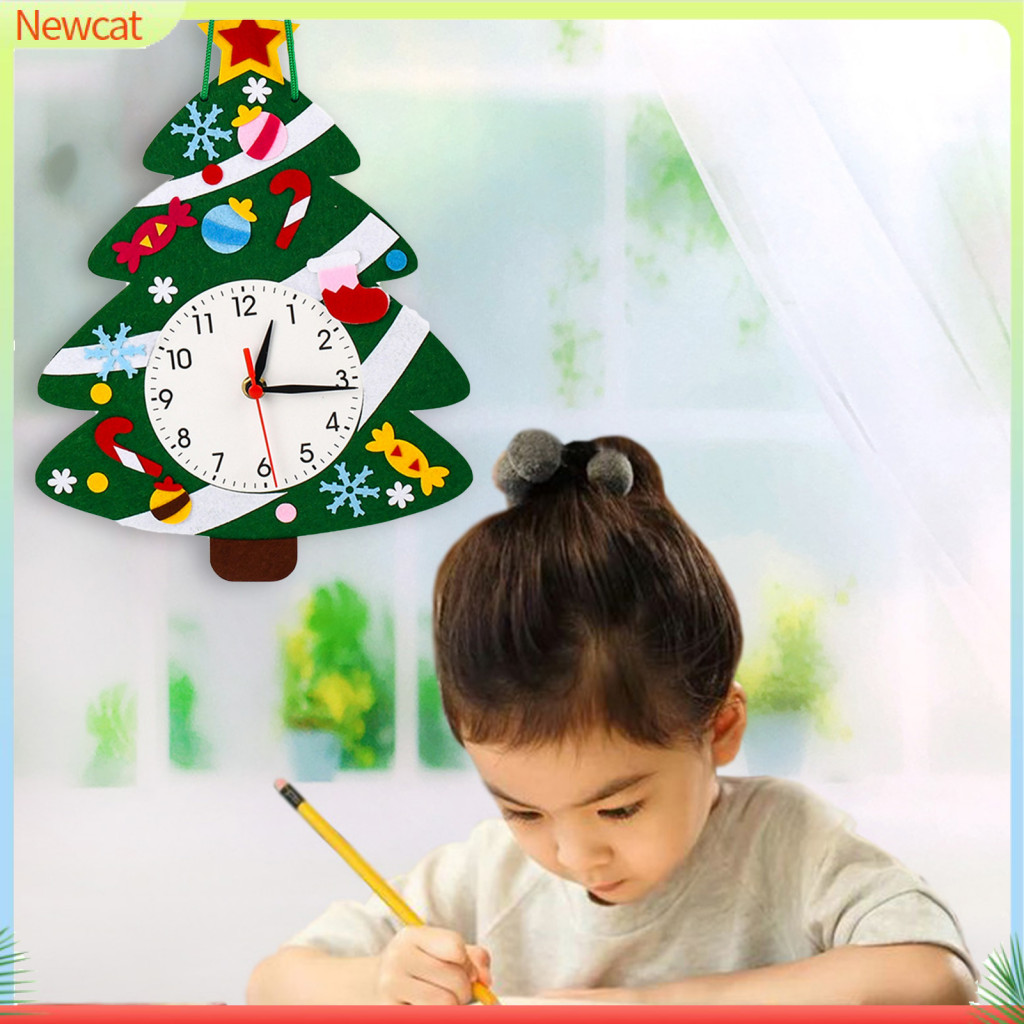 {Newcat} คริสต์มาส DIY นาฬิกากาว Clear Die Rich อุปกรณ์เสริมเวลาความรู้ความเข้าใจตกแต่งการคิดเชิงตรรกะการฝึกอบรม Snowmen Handwork คริสต์มาส DIY ตกแต่งสําหรับโรงเรียน