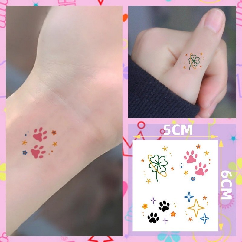 รอยสักลายโคลเวอร์สีเขียว, รอยสักข้อมือสาวน่ารัก, สติ๊กเกอร์รอยสักกันน้ํา, ติดทนนาน 7 วัน, รอยสักวันหยุดชั่วคราว