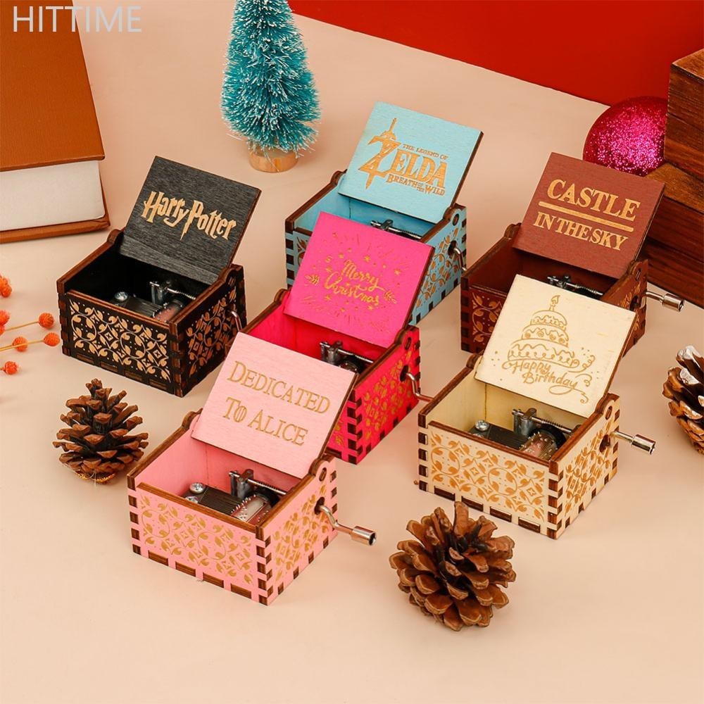 Hittime กล่องดนตรีหลากสีอะนิเมะ Howls Moving Castle สุขสันต์วันเกิด Merry Christmas Music Box Mechanical น่ารักของขวัญปีใหม่ O7Q2