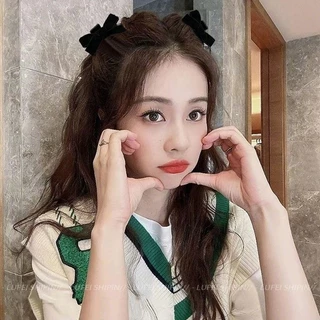 เซตอุปกรณ์จัดแต่งทรงผม 2 ชิ้น: โบว์ขนาดเล็กและคลิปหน้าผาก สำหรับผูกผมเรียบเนียน